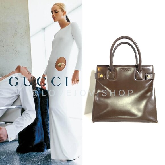 Luxury Bag | Gucci Tom Ford Era East West Top Handle Satchel Cocoa Brown Leather - Picture 1 of 16